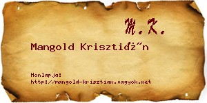 Mangold Krisztián névjegykártya
