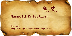Mangold Krisztián névjegykártya